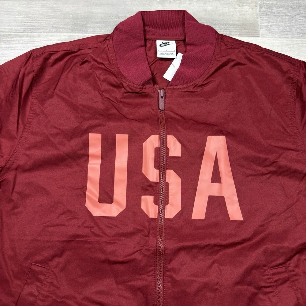 Nike USA Soccer Red Woven Bomber Jacket Futbol Men's‎ Size Large FJ7447-677 NWT
